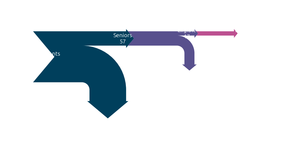 Sankey diagram showing a breakdown of voting-eligible students